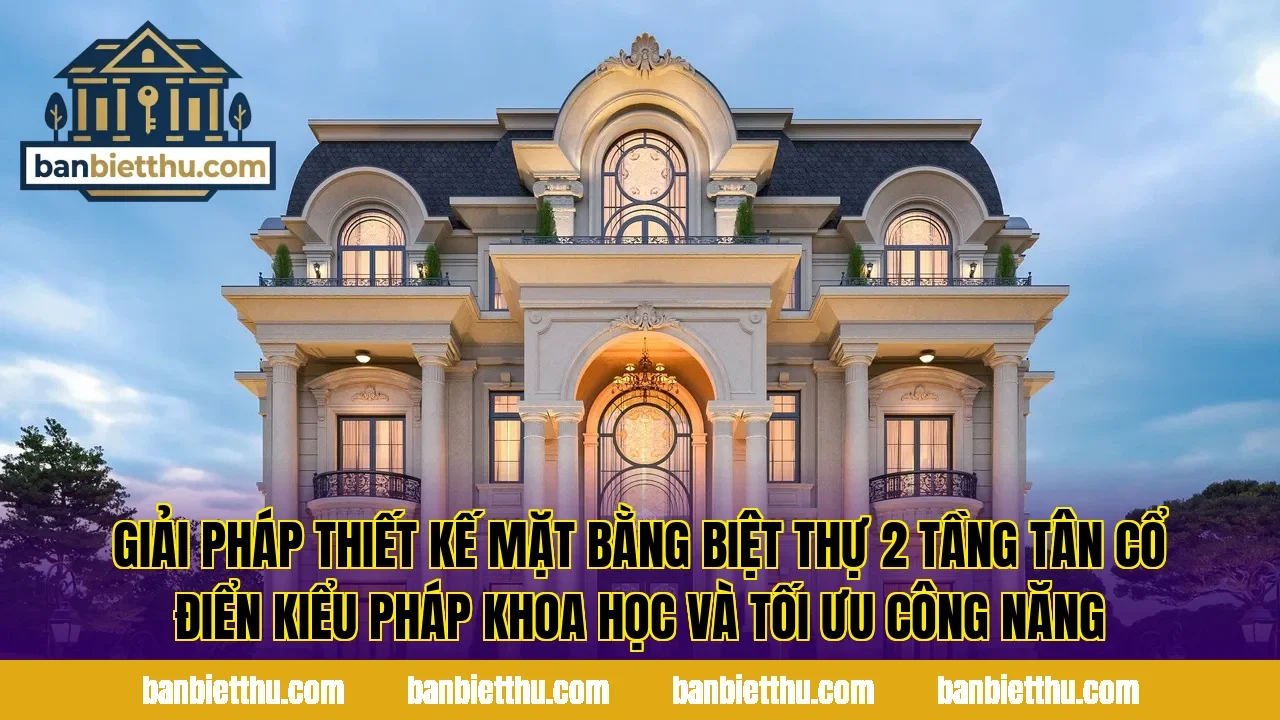 Giải pháp thiết kế mặt bằng biệt thự 2 tầng tân cổ điển kiểu Pháp khoa học và tối ưu công năng